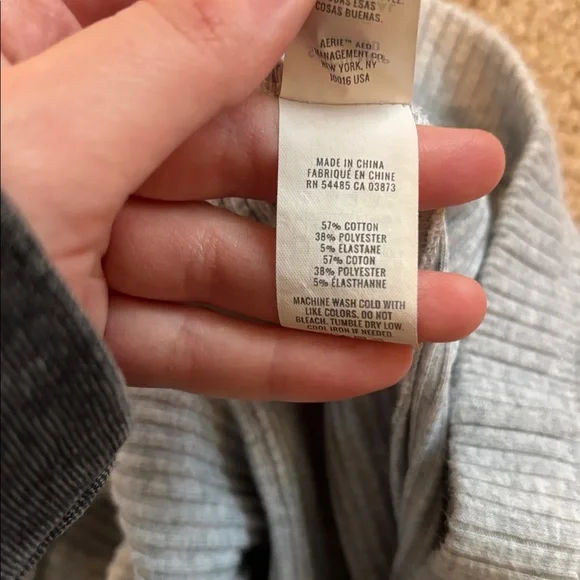 Aerie Ribbed High Waisted Kick-it Super Flare Light Gray Pants - Picture 5 of 7